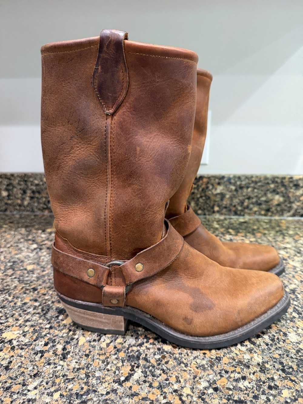 Ladies unbranded Brown Leather Harness Boots 7